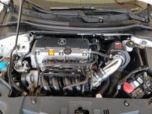 Installed the aFe Takeda intake with their Pro5R Fliter. Cant see here but later also installed their TB Spacer
