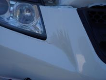 Buffing the tire marks away, this is the real major damage... it’s cracked all the way to other side and the paint is “spiderwebbing”? Across the front of the bumper. I was quoted 800 to repair the bumper and repaint or I could pay around 300-400 to get a new bumper repainted.

Fast forward to today, I picked up a type s front bumper face from the dealer for $200 and dropped it off to the shop who repainted my bumper from the first incident. I got an eta of Wednesday until they’re done with it