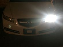 This is a photo of the headlights on the "high beam" setting.