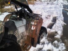 Got it stuck in the slush :( should've realized the tires were bare... and  the water wasnt deep