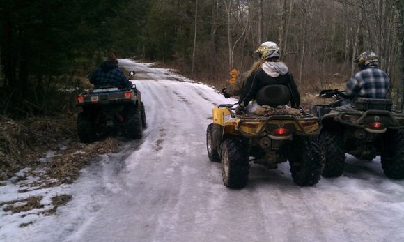 For the most part, the trails were bare.  But in some spots where the sun doesn't get to, the trails were ice covered.  Great for riding, but a little tough to corner