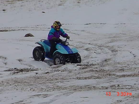 Daughter riding in snow                                                                                                                                                                                 