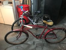 I thought it was funny that these two bikes weigh about the same! The white one in the back is aluminum! 🤣🤣