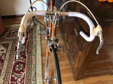 Brakes back to original Weinmanns with the slotted levers and white Carlton hoods....
