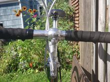 Reused bar tape from last year. You can see the tears closer to the (shiny) stem. 