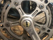 52/42 Stronglight chainrings with a Peugeot labeled crankset.