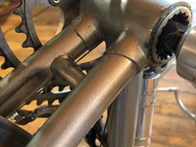 Bottom bracket was changed out from the original Campy at the time it was turned into a triple