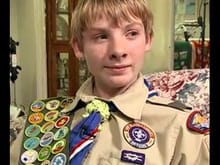A picture from the last time my boy came to visit. After this my now estranged EX,[ his mother ] filed a restraining order that doesn't let me have contact with him or her any longer. So proud of him, just look at all those merit badges!!
