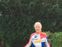 Rode an un-bike but the jersey is almost vintage and the the rider is ancient.