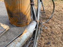 A better view of the rear triangle showing how the heat warped it.