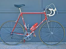 1980 Dries Rossin Pantographed Team Bike - Full Campagnolo Super Record &lt; the titanium bottom bracket and outfitted with Campagnolo Super Leggere road pedals (also no titanium spindle).