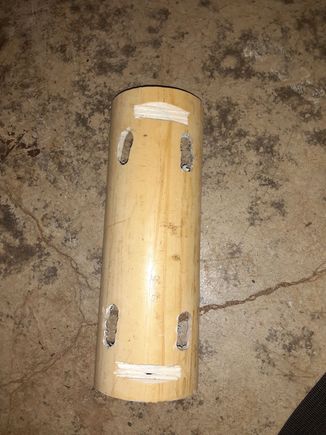 Pvc skeleton before cleaning up.  The canals are to isolate the zip ties.