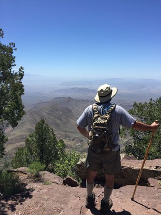 South Rim Big Bend NP at 8,000 feet very high for Texas lol. Not going to jump it would hurt. 80 degrees where I stand. 113 on the desert floor. 