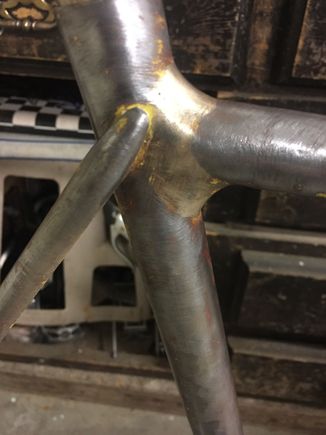 Closeup pic of the fillet brazing seat tube junction. 