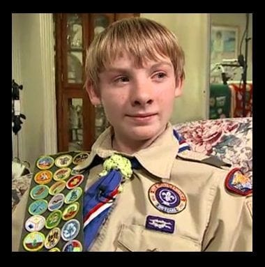 A picture from the last time my boy came to visit. After this my now estranged EX,[ his mother ] filed a restraining order that doesn't let me have contact with him or her any longer. So proud of him, just look at all those merit badges!!