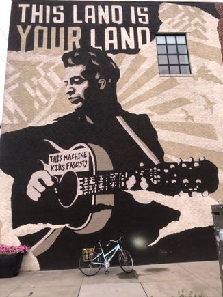 Mural at the Woodie Guthrie Center. 