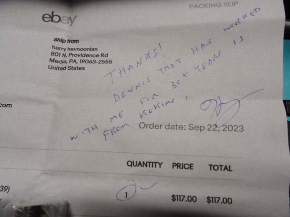 And a hand written note from Harry about the Indiana connection.