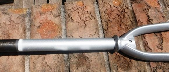 Front steer tube area. Two spots on tube are blemishes