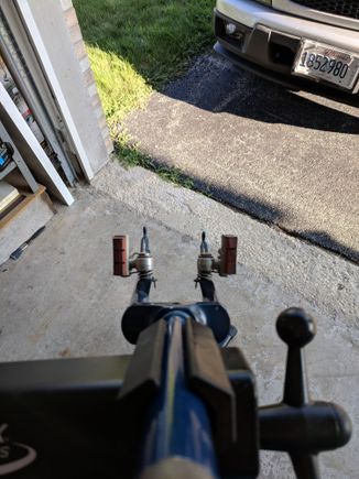 Tweaked fork. Left leg bent forward.