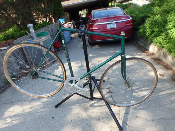 A 24" seat tube 22.5 top tube early model Trek.  It came home with me from the co-op but can't stay here.  Free!   Details in the pass around thread.