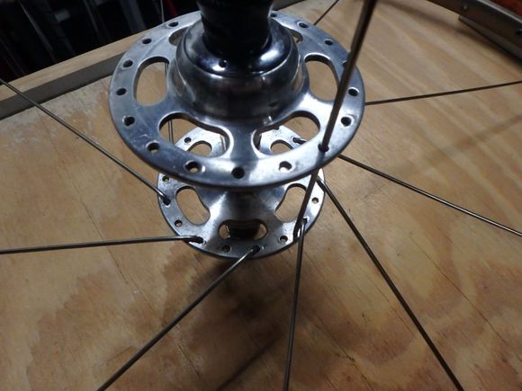 Using a spoke to locate the correct NDS spoke hole that most closely follows our first spoke on the drive side.