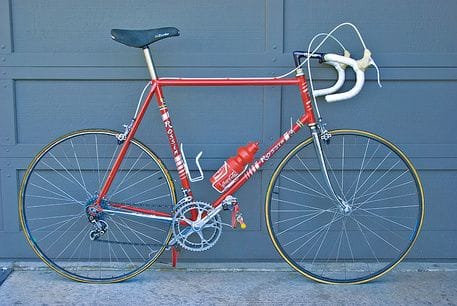 1980 Dries Rossin Pantographed Team Bike - Full Campagnolo Super Record &lt; the titanium bottom bracket and outfitted with Campagnolo Super Leggere road pedals (also no titanium spindle).