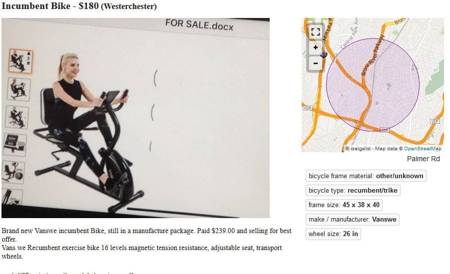 craigslist exercise bike