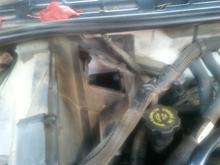 Access panel where blower motor resistor pack would be mounted for systems that have manual temp control as opposed to auto temp (climate) control systems.