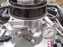 Custom bent, swaged and silver brazed fuel lines from linkage to TBI. to allow for adding fuel gage adapter.