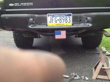 out on a tow reciever, nice american flag cover too