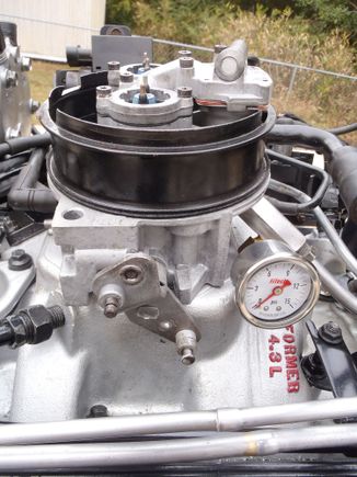 Custom bent, swaged and silver brazed fuel lines from linkage to TBI. to allow for adding fuel gage adapter.