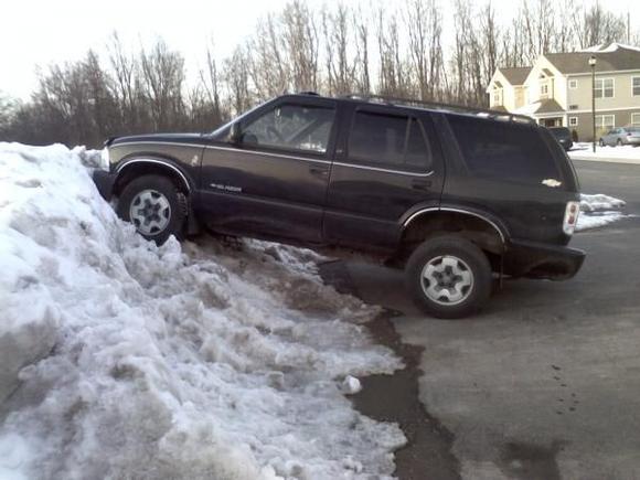 climbing snow bank