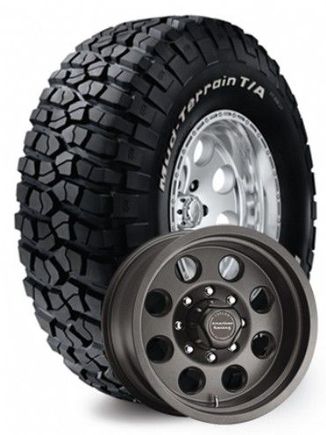 35/12.50 15 BFG KM2, Mojave Teflon rims.