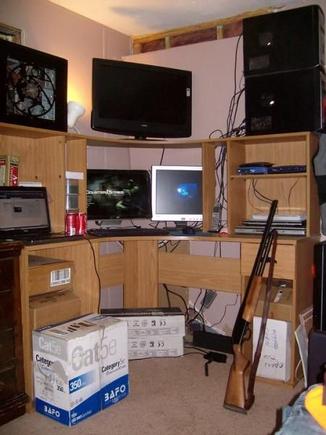my room and workspace 

if your wondering why so many computer its because im a computer technician and a network engineer