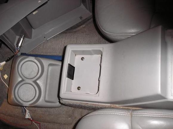 Console cup holder removed