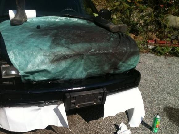 Painting the bumper before my new grill arrives