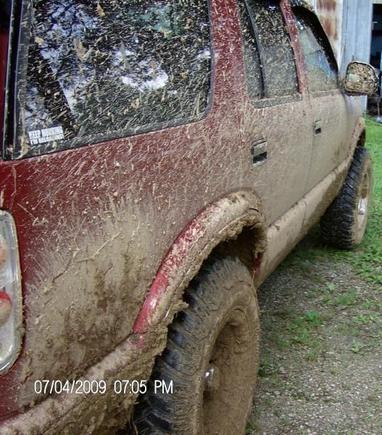 had mud caked every where.. only messed up my starter and then messed up a tranny line and speed up the ball joints needing replaced.. was a expensive day
