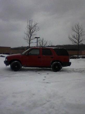 Having fun in a March snowstorm.
