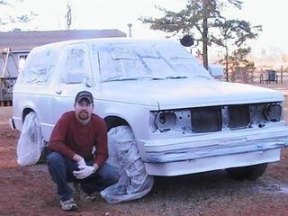 me after my buddy Keith sprayed the primer