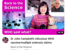 Dr Susan Oliver slams Campbell's video last week on MS and covid vaccination. At the time it looked ridiculous and she looks at papers which prove that it is covid infection which does have a link with MS.