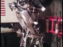 ripping down the cbr to replace the bent frame