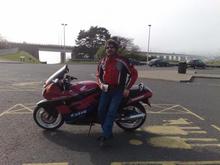 Me on the Fife side of the Tay road bridge looking across to Dundee.