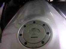 polished gas cap w/ black screws