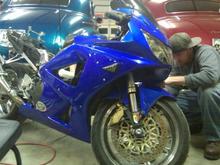 smoked LEDs,my buddy jared helpin me out i cant work on that side of the bike at the moment