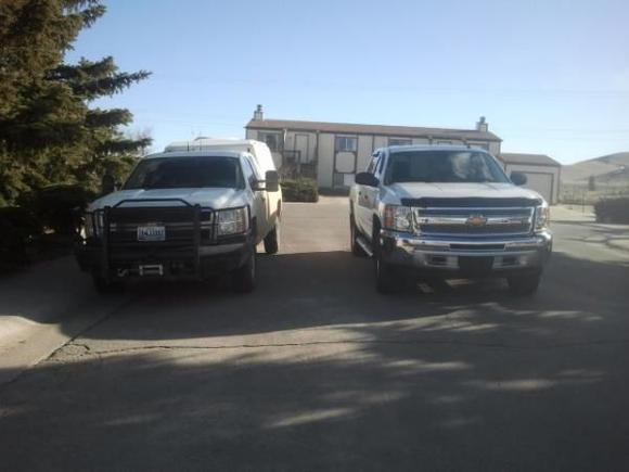 The 2013 on the right and the 2009 3500 worktruck on the left