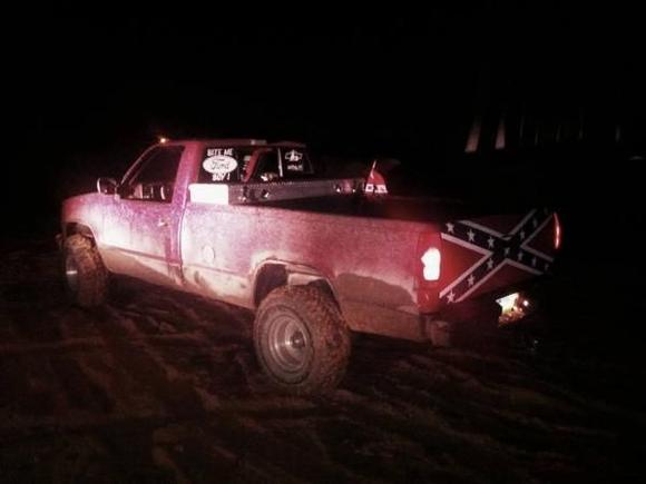 Mud slinging at the quarry in the mountain.