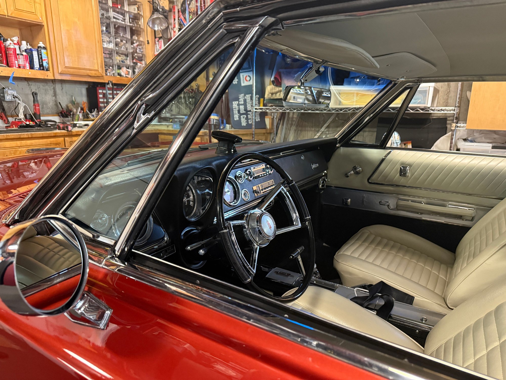 SMS in Oregon did the door & quarter panels. The sharp-eyed among will see the '69 Strato buckets installed for the safety of the seat back locks which the '66 seats didn't have.