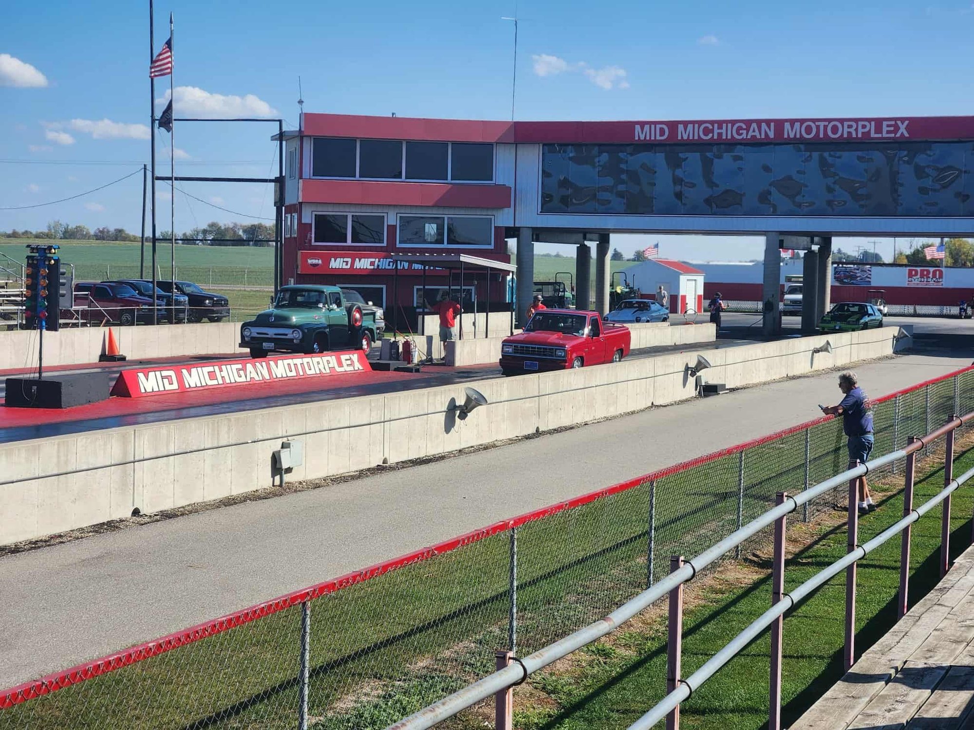 My Buddy and I. He has a 88 Ranger with a 4 cyl and 5 speed. It is tubbed and looks badass, but is a pretender, and he plays it as one. My 56 F100 has a 300 6 and a 5 speed. We had a hard time running together. This is the only 
