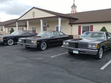 The first time all 3 of these cars have been together. 3 black '76 Ninety Eight coupes...I love it!!