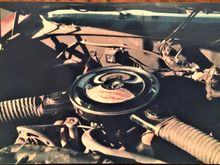 Photo of the engine when my dad first bought it. No power brakes yet.